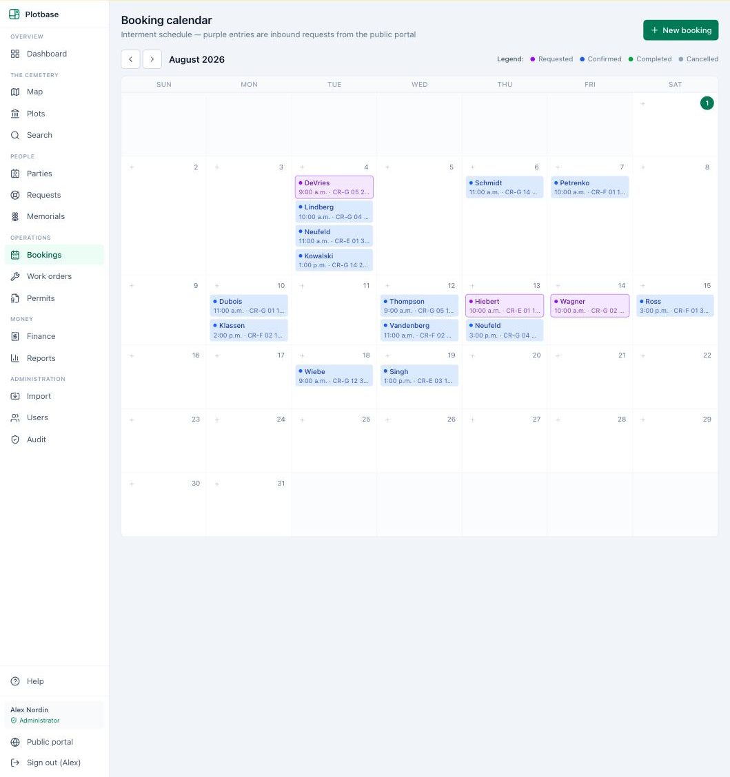 Booking calendar — Plotbase