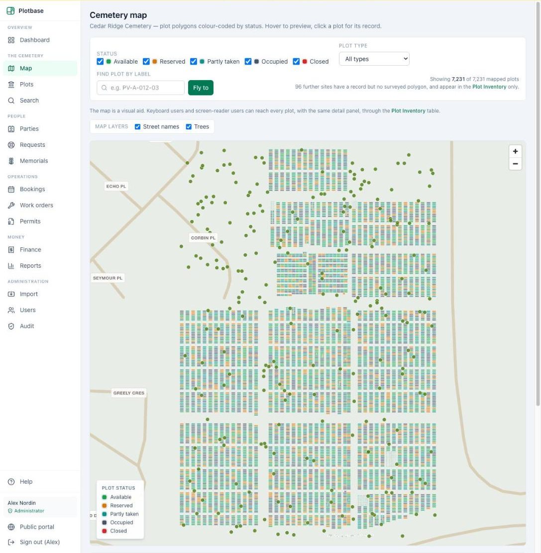 Cemetery map — Plotbase
